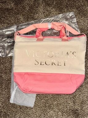 Victoria's Secret Pink and Cream Canvas Tote